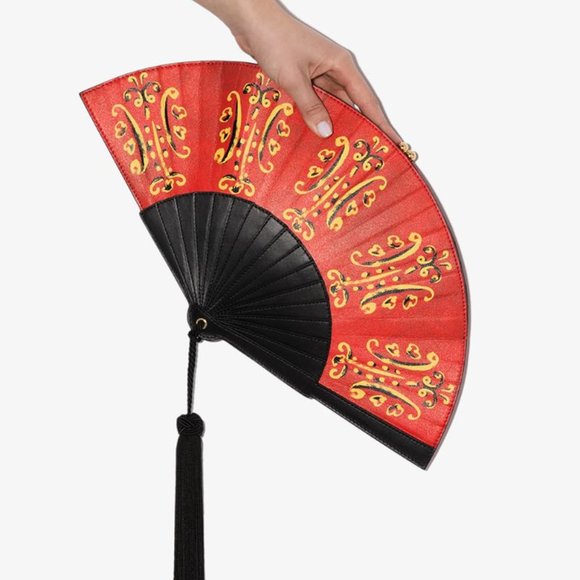 SS20 Moschino Couture Jeremy Scott Fan Leather Clutch Bag w/silky tassel - Picture 15 of 16